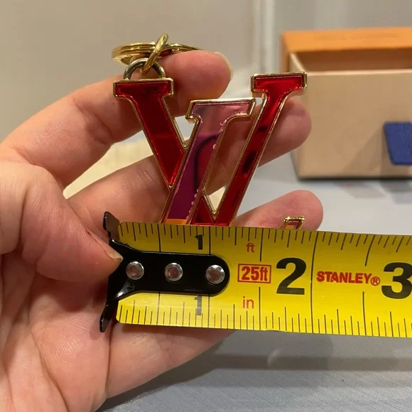 Used Louis Vuitton Logo Glass Initials Keychain Bag Charm Full Inclusion Auth!! - Picture 9 of 12